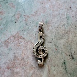 925 Sterling Silver Treble Clef Note Pendant